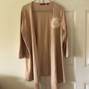 Boutique 3/4 Sleeve Cardigan with Flower